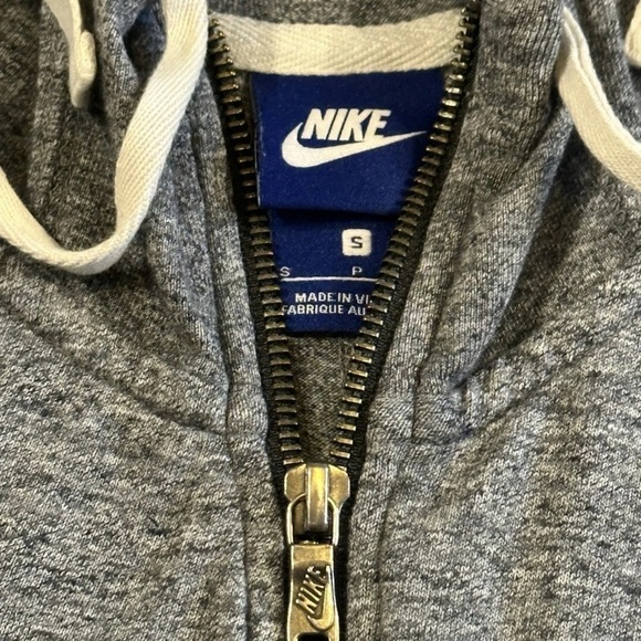 Nike Heather Gray Just Do It Womens Full Zip Hoodie Sweater Blue Label Small VTG - Picture 3 of 3